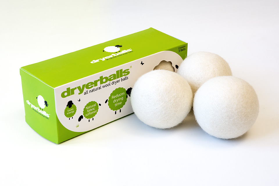 dryerballs all natural wool dryer balls and packaging